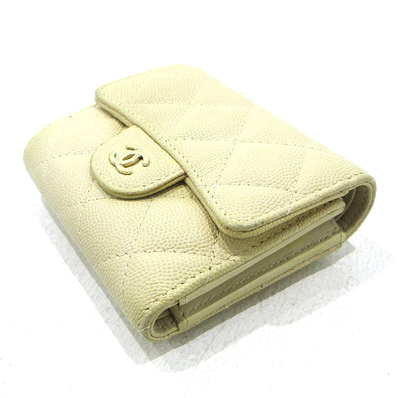 CHANEL | シャネル キャビアスキン 三つ折り財布 ベージュ【三重本店】
