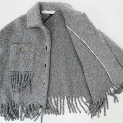 【中古】Palm Angels | パームエンジェルス Fringed Shirt Jacket Melange Grey その他アウター PWEA052F21FAB0010810 グレー サイズ：38