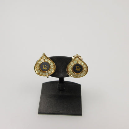 【中古】Christian Dior | クリスチャンディオール ラインストーン付きしずくモチーフ イヤリング