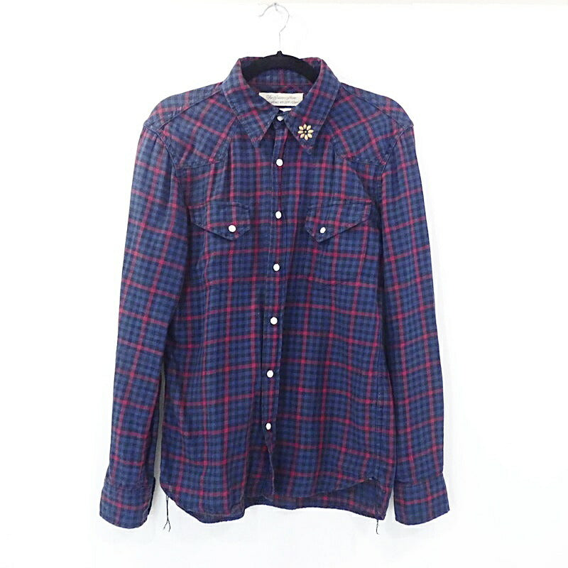 【中古】REMI RELIEF | レミレリーフ フラワースタッズチェックシャツ 長袖シャツ サイズ：M