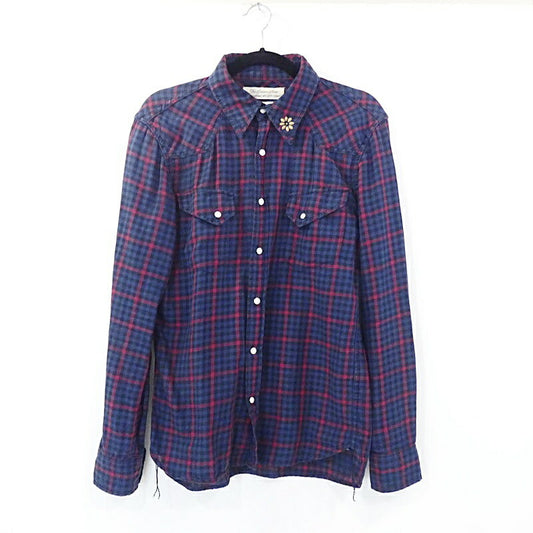 【中古】REMI RELIEF | レミレリーフ フラワースタッズチェックシャツ 長袖シャツ サイズ：M
