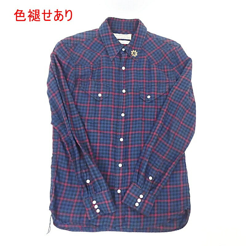 【中古】REMI RELIEF | レミレリーフ フラワースタッズチェックシャツ 長袖シャツ サイズ：M