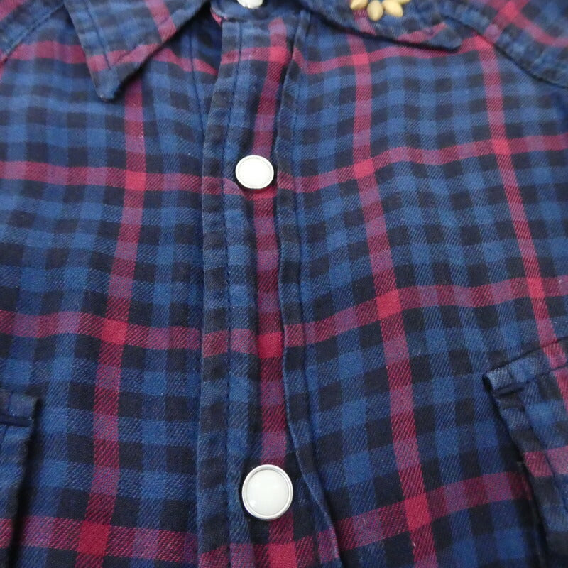 【中古】REMI RELIEF | レミレリーフ フラワースタッズチェックシャツ 長袖シャツ サイズ：M