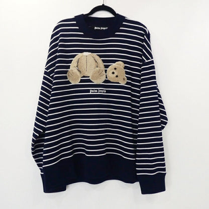 【中古】Palm Angels | パームエンジェルス BEAR STRIPES TERRY EMBROIDERY SWEATER スウェット PMBA064S22FLE001 ネイビー サイズ：M