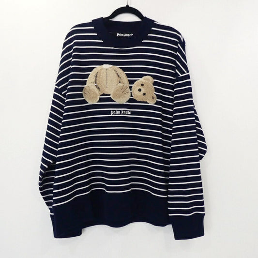 【中古】Palm Angels | パームエンジェルス BEAR STRIPES TERRY EMBROIDERY SWEATER スウェット PMBA064S22FLE001 ネイビー サイズ：M