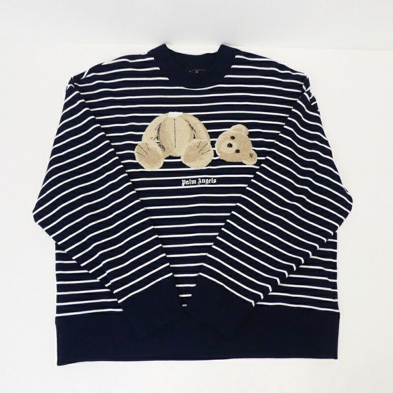 【中古】Palm Angels | パームエンジェルス BEAR STRIPES TERRY EMBROIDERY SWEATER スウェット PMBA064S22FLE001 ネイビー サイズ：M