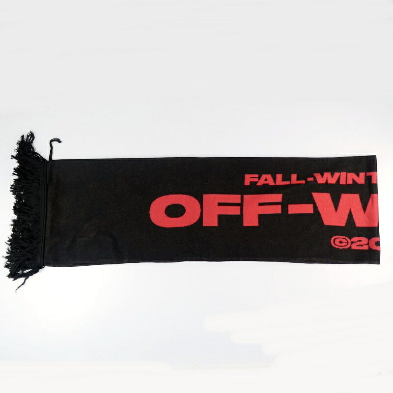 【中古】OFF-WHITE | オフホワイト BATS SCARF MUFFLER マフラー ブラック