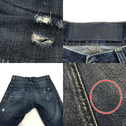 【中古】DOLCE & GABBANA | ドルチェアンドガッバーナ クラッシュ加工デニムパンツ デニムパンツ 2016S/S 44 ネイビー