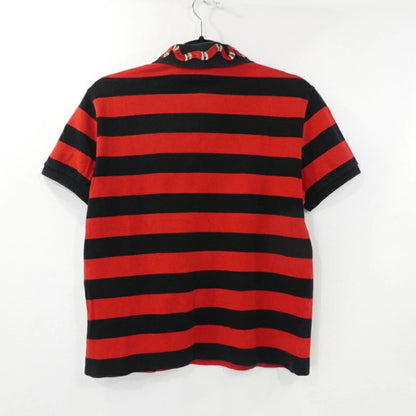 【中古】GUCCI | グッチ ワイドボーダースネーク刺繍 ポロシャツ 431039 X5858 国内正規品 レッド サイズ：XS