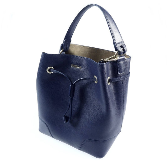 【中古】Furla | フルラ STACY MINI DRAWSTRING ハンドバッグ ネイビー