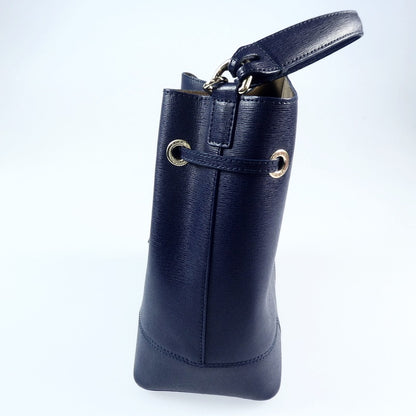【中古】Furla | フルラ STACY MINI DRAWSTRING ハンドバッグ ネイビー