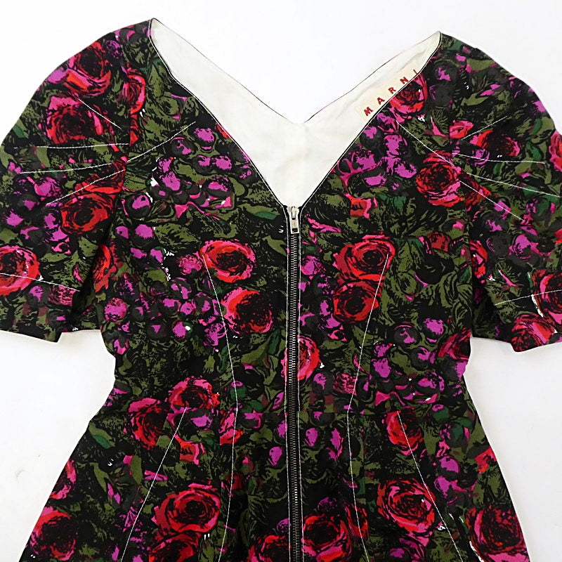 【中古】MARNI | マルニ フラワープリントジップ ワンピース ABMA0418U0 サイズ：36