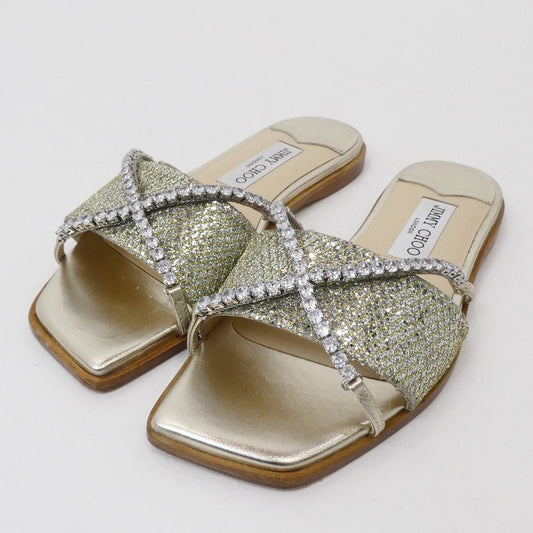 【中古】JIMMY CHOO | ジミーチュウ TALIKA FLAT サンダル J00015865737 ゴールド 24cm