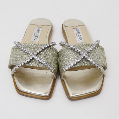 【中古】JIMMY CHOO | ジミーチュウ TALIKA FLAT サンダル J00015865737 ゴールド 24cm