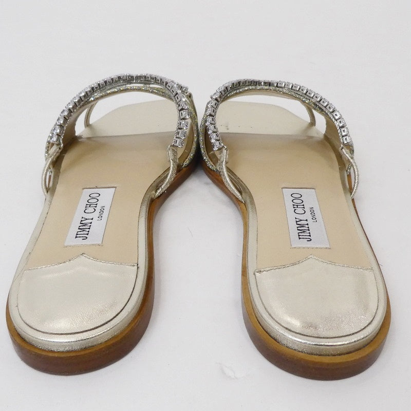 【中古】JIMMY CHOO | ジミーチュウ TALIKA FLAT サンダル J00015865737 ゴールド 24cm