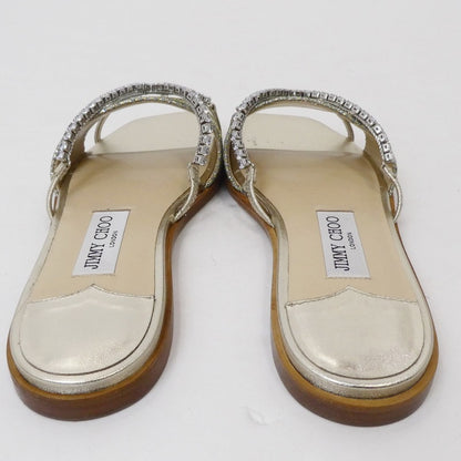 【中古】JIMMY CHOO | ジミーチュウ TALIKA FLAT サンダル J00015865737 ゴールド 24cm