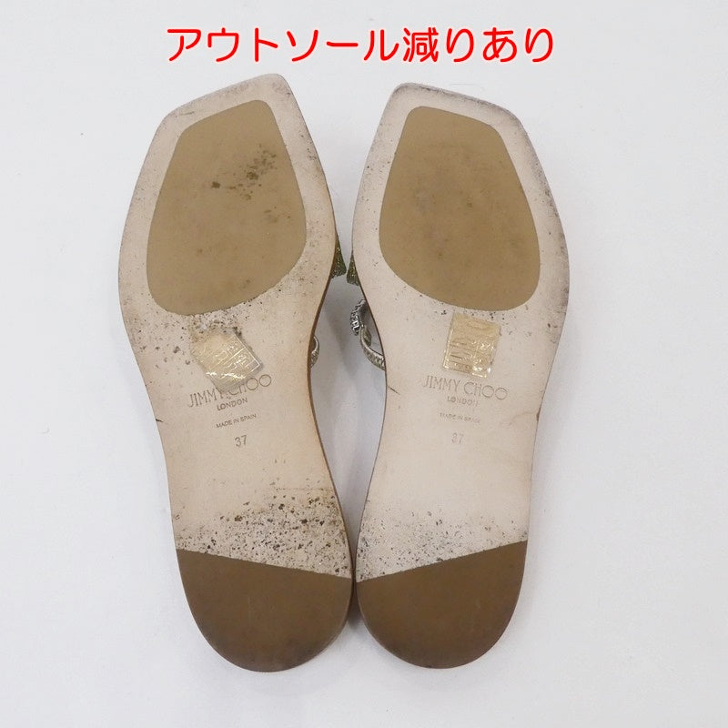 【中古】JIMMY CHOO | ジミーチュウ TALIKA FLAT サンダル J00015865737 ゴールド 24cm
