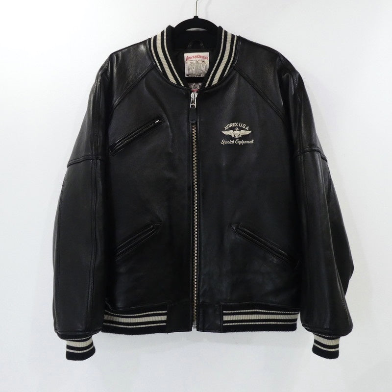 【中古】AVIREX | アヴィレックス VARSITY JACKET レザー 6181032 ブラック サイズ：L