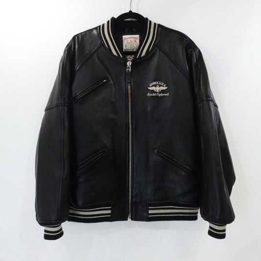 【中古】AVIREX | アヴィレックス VARSITY JACKET レザー 6181032 ブラック サイズ：L