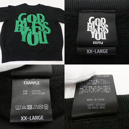 【中古】EXAMPLE | イグザンプル GOD BLESS YOU CREWNECK スウェット ブラック サイズ：XXL