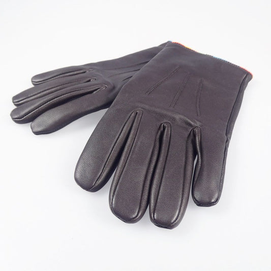 【中古】Paul Smith | ポール・スミス アーティストストライプパイピングレザーグローブ 手袋 220750 ブラウン