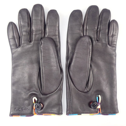 【中古】Paul Smith | ポール・スミス アーティストストライプパイピングレザーグローブ 手袋 220750 ブラウン