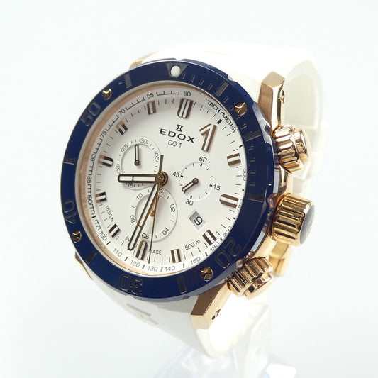 【中古】EDOX | エドックス クロノオフショア1クロノグラフスペシャルエディション 腕時計 10221-37RBU75-BIR7 ホワイト