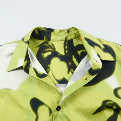 【中古】HERON PRESTON | ヘロンプレストン BOWLING SHIRT ‘GREEN’ 半袖シャツ HMGA027F21FAB001 サイズ：L