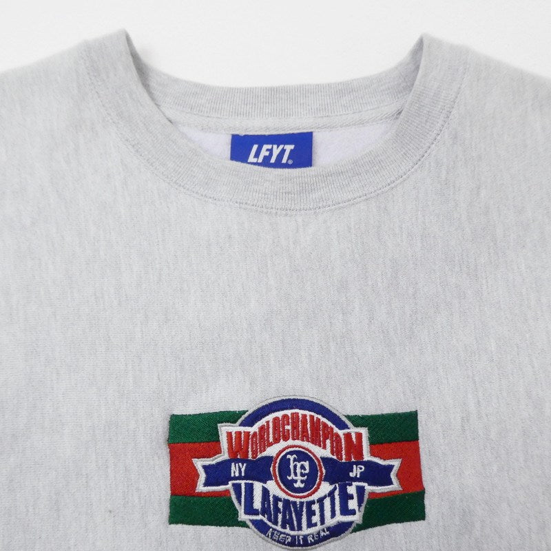 【中古】Lafayette | ラファイエット LF CHAMPION EMBLEM LOGO CREWNECK SWEATSHIRT スウェット グレー サイズ：XL