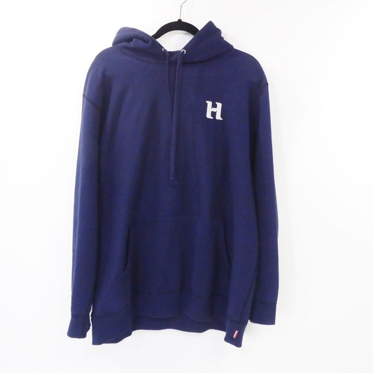 【中古】HELLRAZOR | ヘルレーザー NEW WORLD EMBROIDERED? パーカー ネイビー サイズ：XL