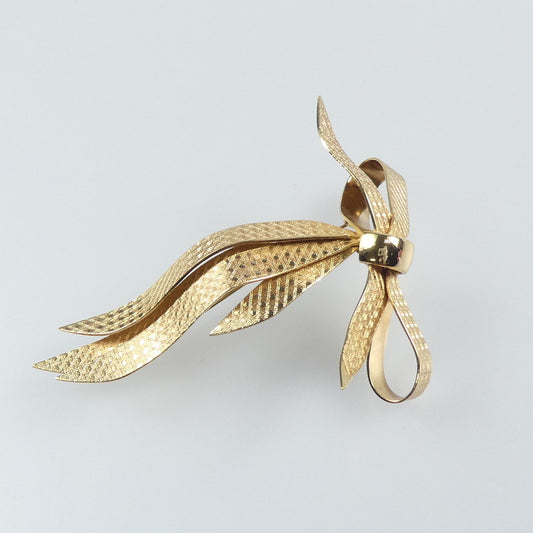 【中古】Christian Dior | クリスチャンディオール カナージュリボン ブローチ
