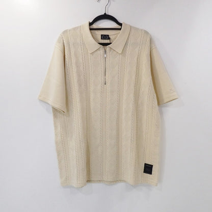 【中古】430 - FOURTHIRTY - | フォーサーティー S/S JAQUARD KNIT POLO ポロシャツ 24-013 ベージュ サイズ：1