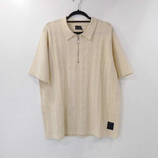 【中古】430 - FOURTHIRTY - | フォーサーティー S/S JAQUARD KNIT POLO ポロシャツ 24-013 ベージュ サイズ：1