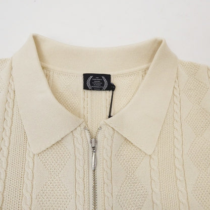 【中古】430 - FOURTHIRTY - | フォーサーティー S/S JAQUARD KNIT POLO ポロシャツ 24-013 ベージュ サイズ：1