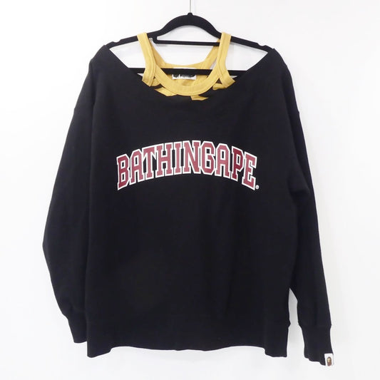 【中古】A BATHING APE | アベイシングエイプ OFF SHOULDER CREWNECK スウェット 001SWG302504X ブラック
