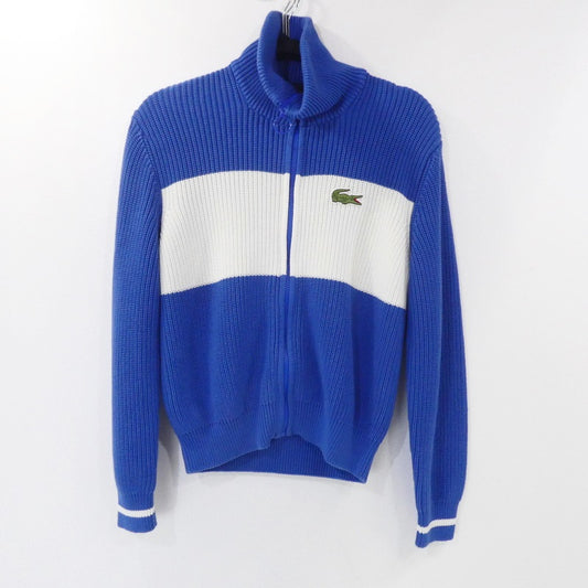 【中古】LACOSTE | ラコステ ローゲージニットスタンドカラージャケット ブルゾン AF6914 ブルー サイズ：34