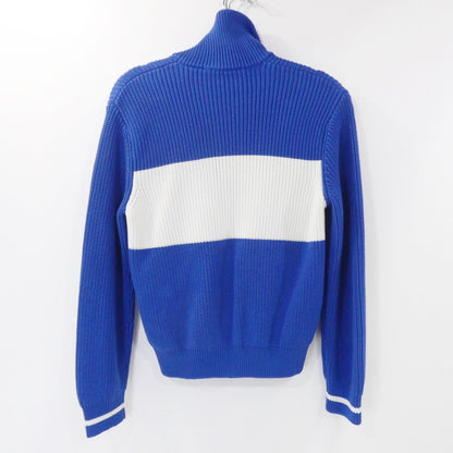 【中古】LACOSTE | ラコステ ローゲージニットスタンドカラージャケット ブルゾン AF6914 ブルー サイズ：34