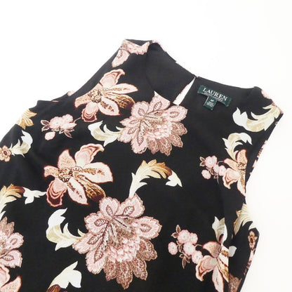 【中古】RALPH LAUREN | ラルフローレン ノースリーブ花柄ティアード ワンピース ブラック