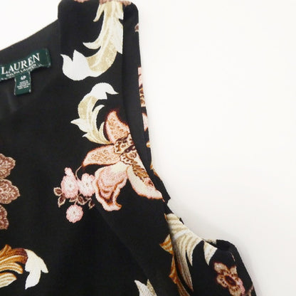 【中古】RALPH LAUREN | ラルフローレン ノースリーブ花柄ティアード ワンピース ブラック