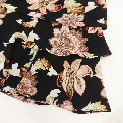 【中古】RALPH LAUREN | ラルフローレン ノースリーブ花柄ティアード ワンピース ブラック