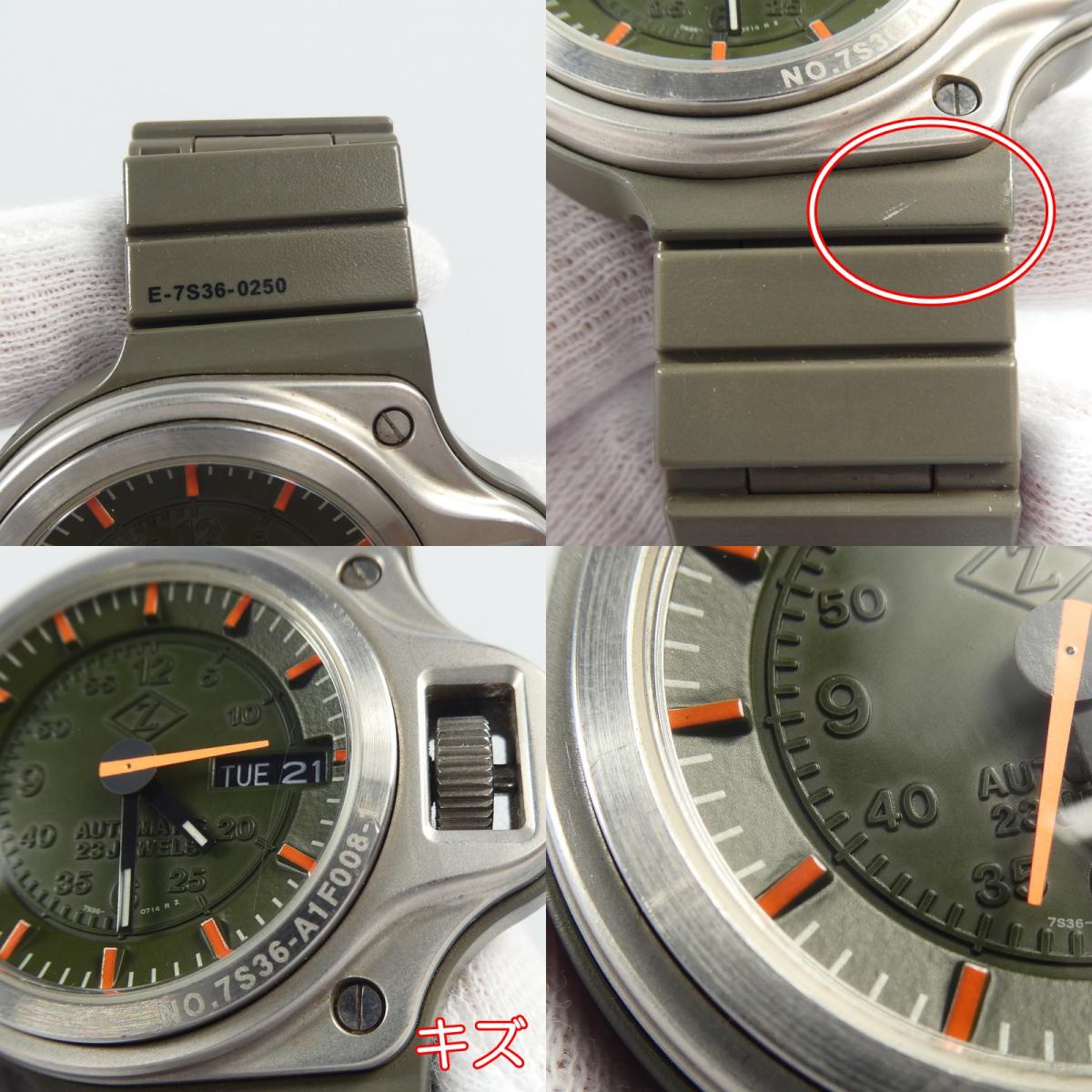 【中古】CABANE de ZUCCa | カバンドズッカ DASHBOARD 腕時計 7S36-0250 ×SEIKO 日差+50秒前後 カーキ