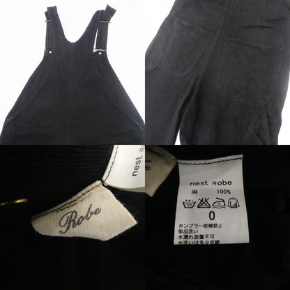 【中古】nest Robe | ネストローブ リネンオーバーオール オーバーオール 01163-1051 ブラック