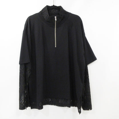 【中古】HARE | ハレ レースレイヤードハーフZIPカットソー その他トップス HA02023 ブラック