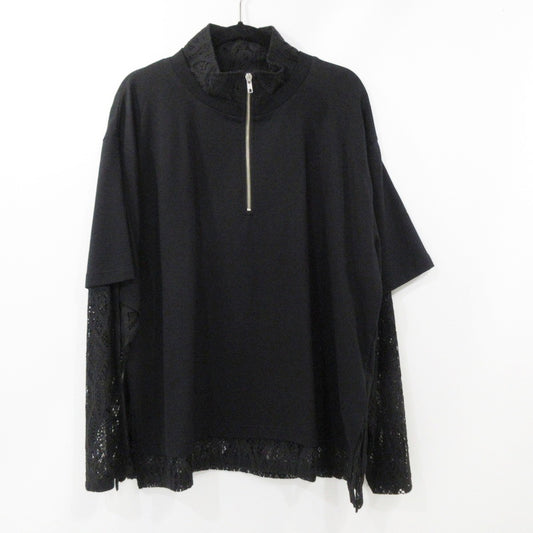 【中古】HARE | ハレ レースレイヤードハーフZIPカットソー その他トップス HA02023 ブラック