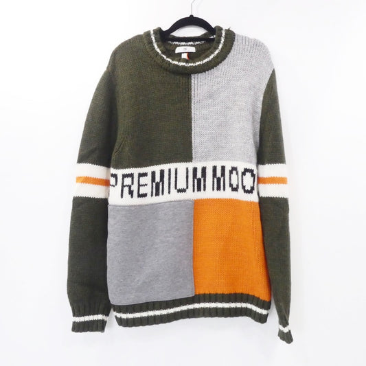 【中古】PREMIUM MOOD DENIM SUPERIOR | プレミアムムードデニムスペリオール ジャージー切替カラーブロック ニット 06246181215 グリーン サイズ：M
