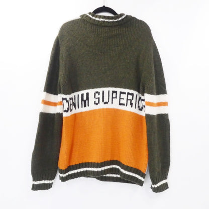 【中古】PREMIUM MOOD DENIM SUPERIOR | プレミアムムードデニムスペリオール ジャージー切替カラーブロック ニット 06246181215 グリーン サイズ：M