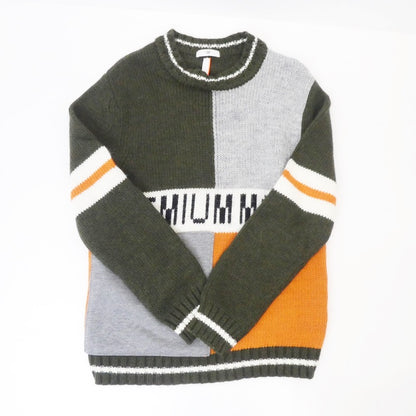 【中古】PREMIUM MOOD DENIM SUPERIOR | プレミアムムードデニムスペリオール ジャージー切替カラーブロック ニット 06246181215 グリーン サイズ：M
