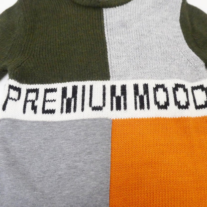 【中古】PREMIUM MOOD DENIM SUPERIOR | プレミアムムードデニムスペリオール ジャージー切替カラーブロック ニット 06246181215 グリーン サイズ：M