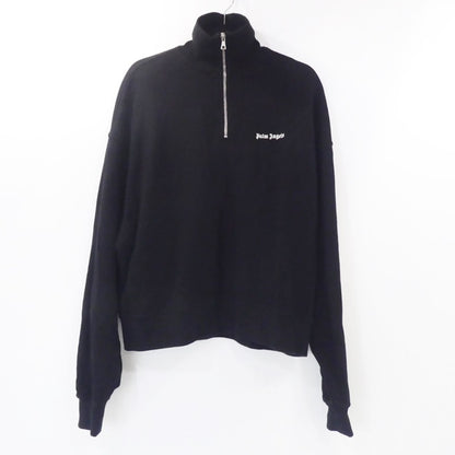 【中古】Palm Angels | パームエンジェルス Logo-Embroidered Half-Zip Sweatshirt スウェット PMBA044F23FLE002 ブラック サイズ：S