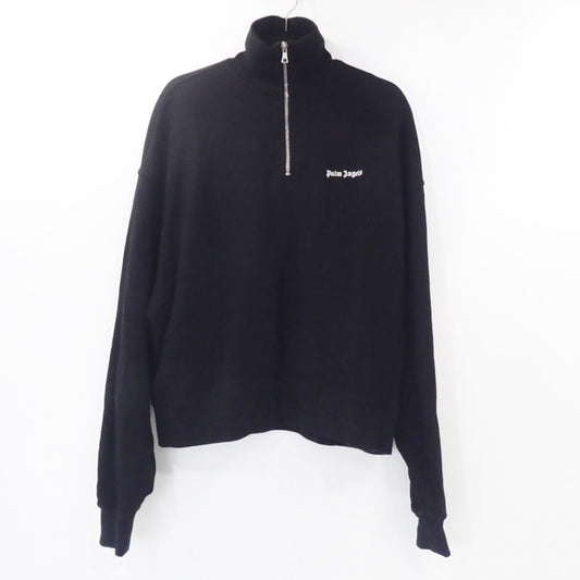 【中古】Palm Angels | パームエンジェルス Logo-Embroidered Half-Zip Sweatshirt スウェット PMBA044F23FLE002 ブラック サイズ：S